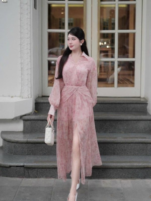 Đầm voan hồng nhẹ nhàng Size S - Mã HOSK041
