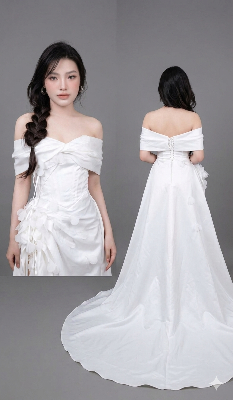 đầm dạ hội xẻ tà dài size s - mã trsk034